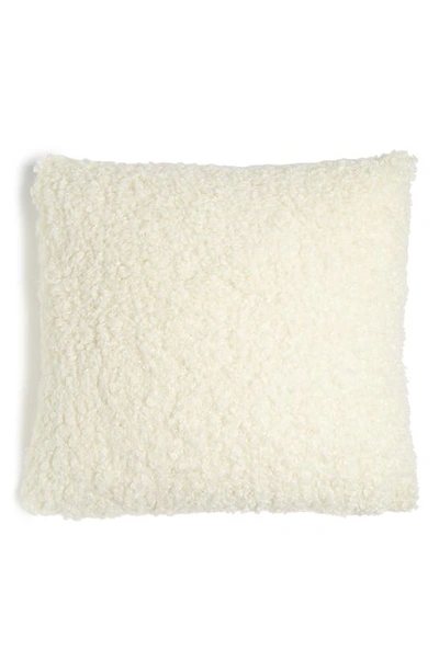 Envogue Fluffed Faux Shearling Throw Pillow In White