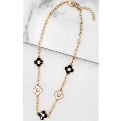 Envy Black And White Multi Open Fleur Necklace