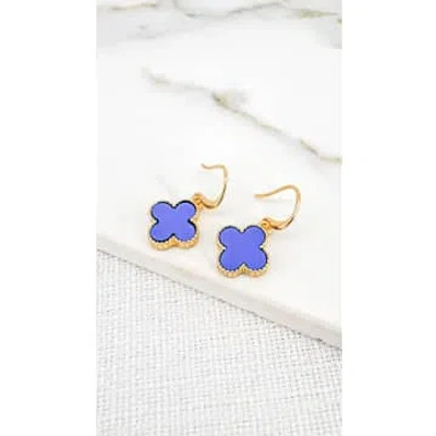 Envy Gold And Blue Fleur Dropper Earring