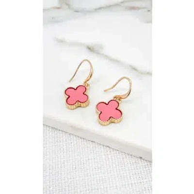 Envy Gold And Candy Pink Fleur Dropper Earring