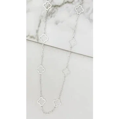 Envy Long Silver Open Fleurs Necklace In Metallic