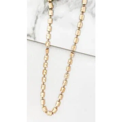 Envy Long Worn Gold Square Link Necklace