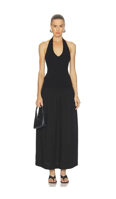 Enza Costa Cotton Halter Dress In Black