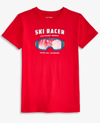 Epic Threads Kids' Boys' 4-20 Ski Racer Graphic Crewneck Cotton-blend T-shirt, Macy's Exclusive In Cherry Candy