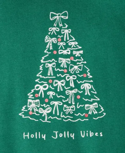Epic Threads Girls' Xs-xl Holly Jolly Crewneck Short-sleeve Graphic T-shirt, Macy's Exclusive In Pure Emera