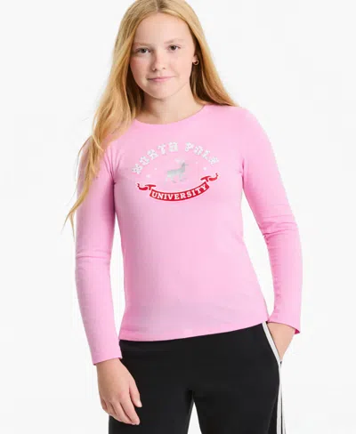 Epic Threads Girls' Xs-xl North Pole Long-sleeve Graphic Cotton-blend T-shirt, Macy's Exclusive In Bonbon