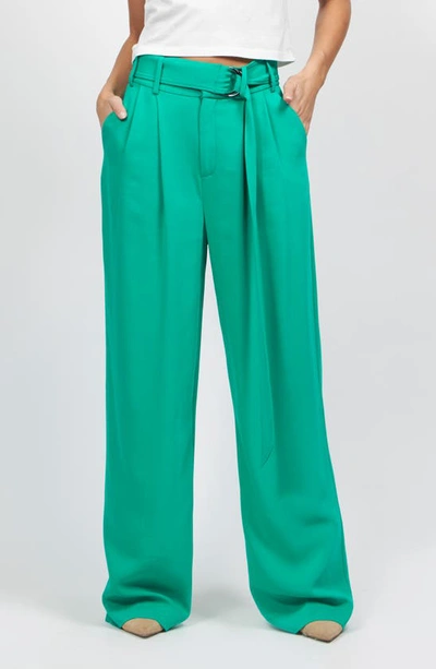 Equipment Armand Belted Wide Leg Pants In Emerald