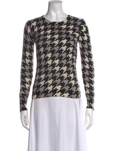 Pre-owned Equipment Cashmere Houndstooth Print Sweater In Black/white