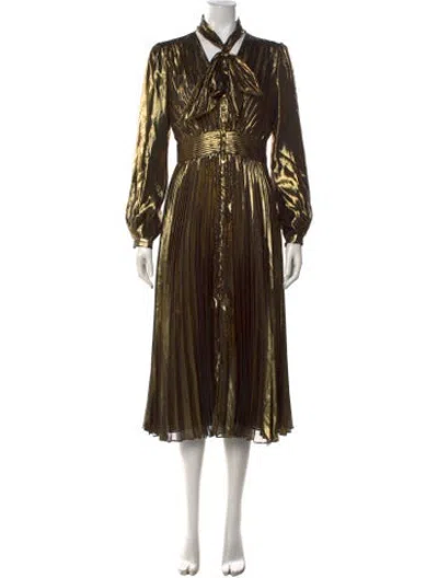 Pre-owned Equipment Silk Midi Length Dress In Gold/metallic