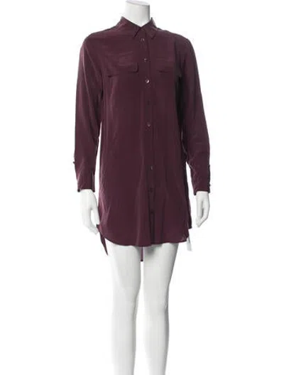 Pre-owned Equipment Silk Mini Dress In Burgundy