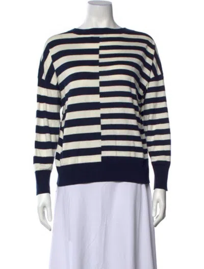 Pre-owned Equipment Striped Crew Neck Sweater In Blue