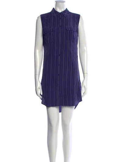 Pre-owned Equipment Striped Mini Dress In Blue