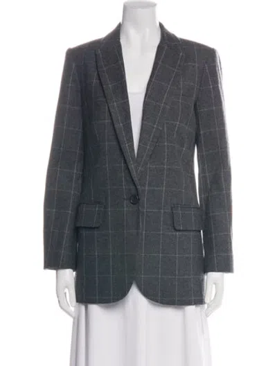 Pre-owned Equipment Wool Plaid Print Blazer In Multicolor