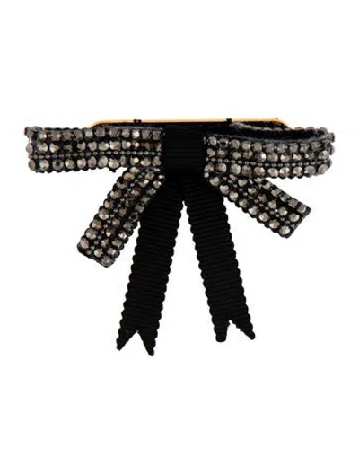 Pre-owned Erdem Crystal & Ribbon Bow Brooch Pin In Black
