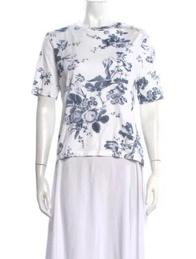 Pre-owned Erdem Floral Print Crew Neck T-shirt In White