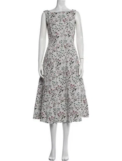 Pre-owned Erdem Floral Print Midi Length Dress In White