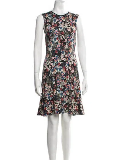 Pre-owned Erdem Floral Print Mini Dress In Black