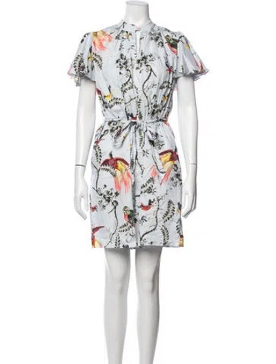 Pre-owned Erdem Floral Print Mini Dress In Blue
