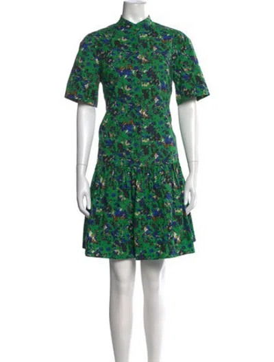 Pre-owned Erdem Floral Print Mini Dress In Green