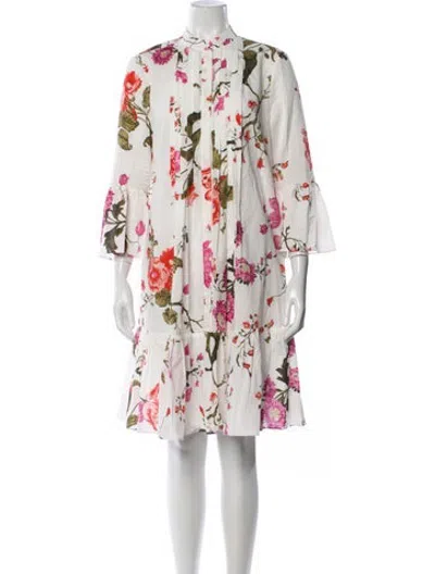 Pre-owned Erdem Floral Print Mini Dress In White