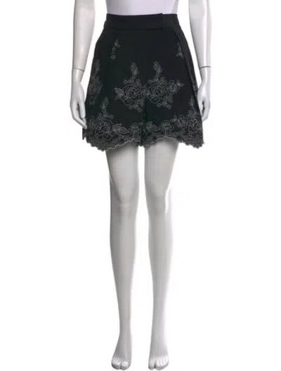 Pre-owned Erdem Floral Print Mini Shorts W/ Tags In Black