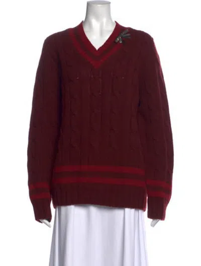 Pre-owned Erdem Lambswool V-neck Sweater In Red