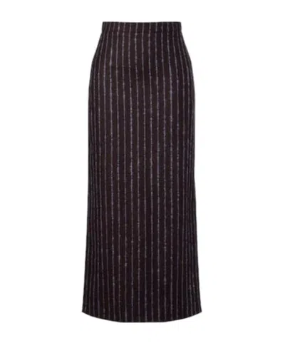 Erdem Pinstripe Wool And Mohair Pencil Skirt In Animal Print