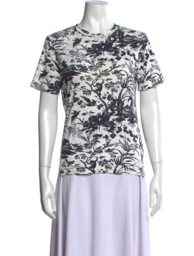 Pre-owned Erdem Printed Crew Neck T-shirt In White