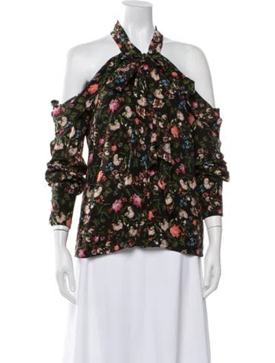 Pre-owned Erdem Silk Floral Print Blouse In Multicolor