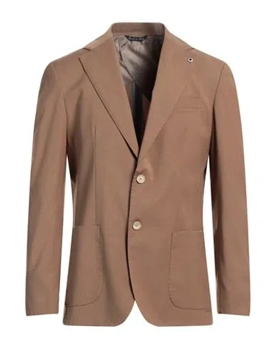 Eredi Del Duca Man Blazer Beige Size 42 Polyester, Viscose, Elastane