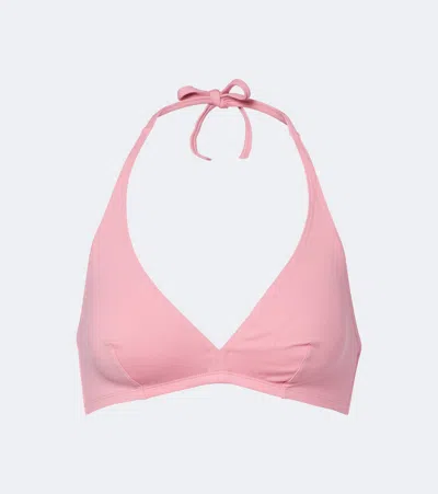 Eres Gang Halterneck Bikini Top In Pink