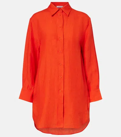 Eres Mignonnette Oversized Linen Shirt In Orange