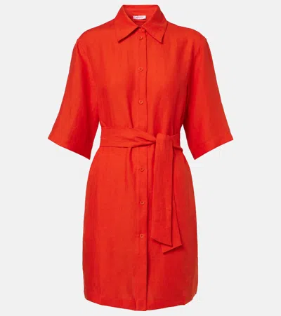 Eres Séducteur Linen Shirt Dress In Red