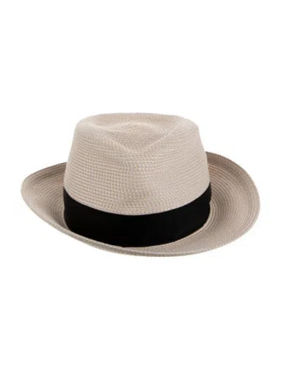 Pre-owned Eric Javits Straw Fedora Hat In Neutrals