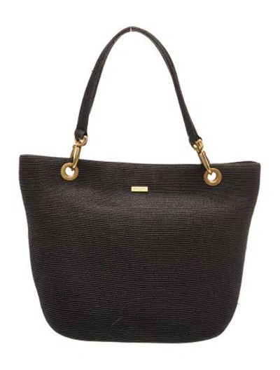 Pre-owned Eric Javits Straw Shoulder Bag In Black