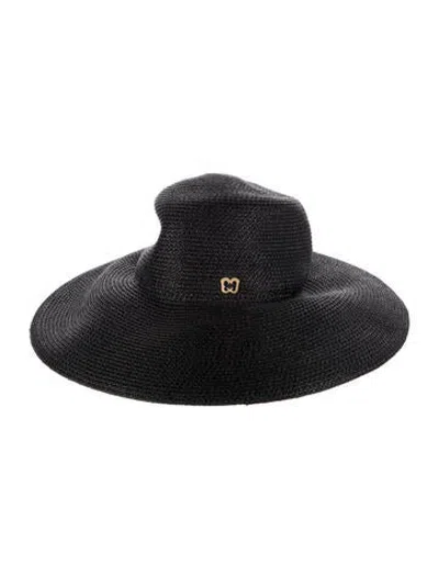 Pre-owned Eric Javits Women's Black Straw  Panama Hat