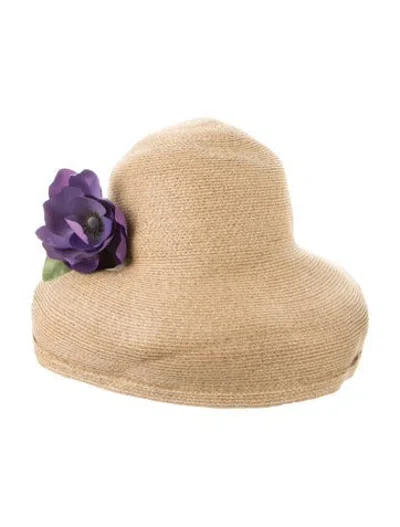 Pre-owned Eric Javits Women's Brown Straw  Panama Hat
