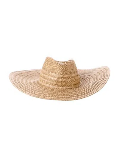 Pre-owned Eric Javits Women's Brown Straw  Panama Hat
