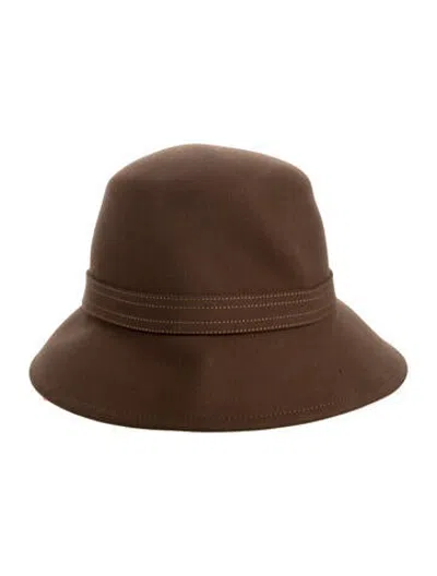 Pre-owned Eric Javits Wool Bucket Hat In Brown
