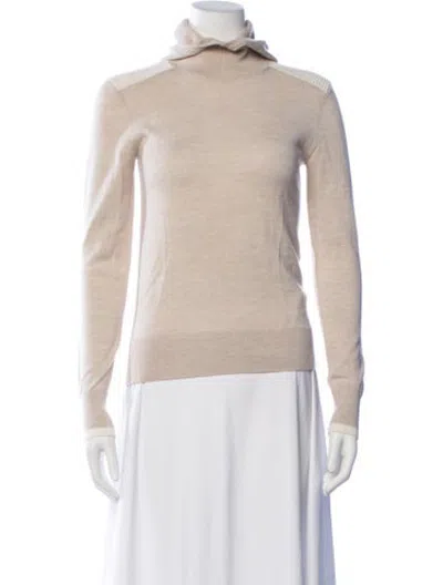 Pre-owned Erin Snow Merino Wool Turtleneck Sweater In Neutrals