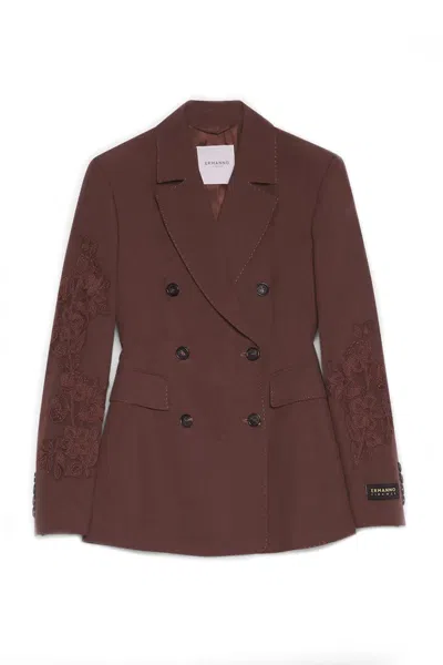 Ermanno Brown Wool-blend Notch-lapel Blazer