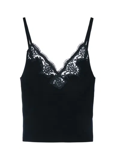 Ermanno Firenze Lace Trim Camisole Top In Black