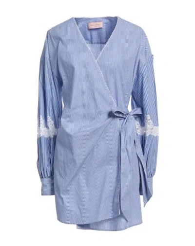 Ermanno Firenze Woman Mini Dress Light Blue Size 10 Cotton, Polyamide