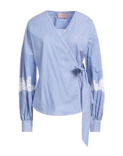 Ermanno Firenze Woman Shirt Light Blue Size 8 Cotton