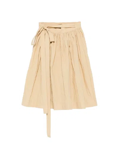 Ermanno Scervino Crinkled Tie-waist Midi Skirt In Brown