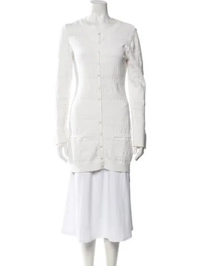 Pre-owned Ermanno Scervino Patterned Crew Neck Sweater In White