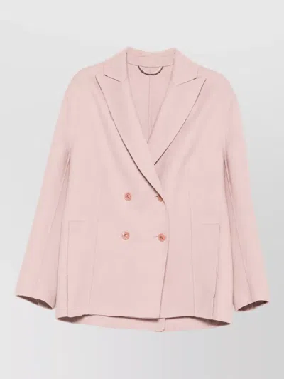 Ermanno Scervino Virgin Wool Double-breasted Coat In Pink