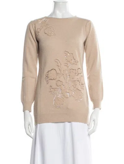 Pre-owned Ermanno Scervino Virgin Wool Floral Print Sweater In Neutrals