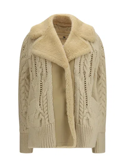 Ermanno Scervino Virgin Wool With Fur Collar Coat In Beige