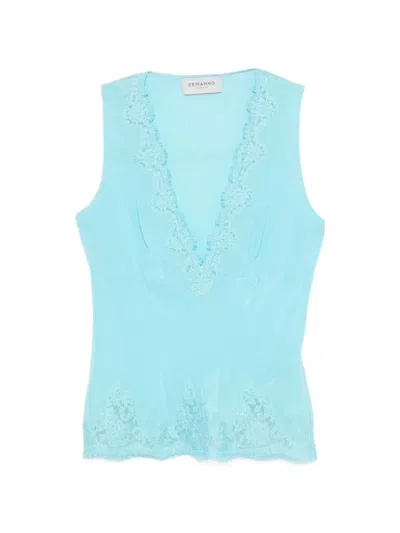 Ermanno Turquoise Silk Top